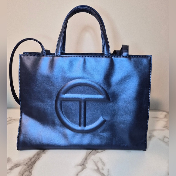 Telfar Cobalt METALLIC NAVY BLUE Tote Bag - Picture 1 of 6